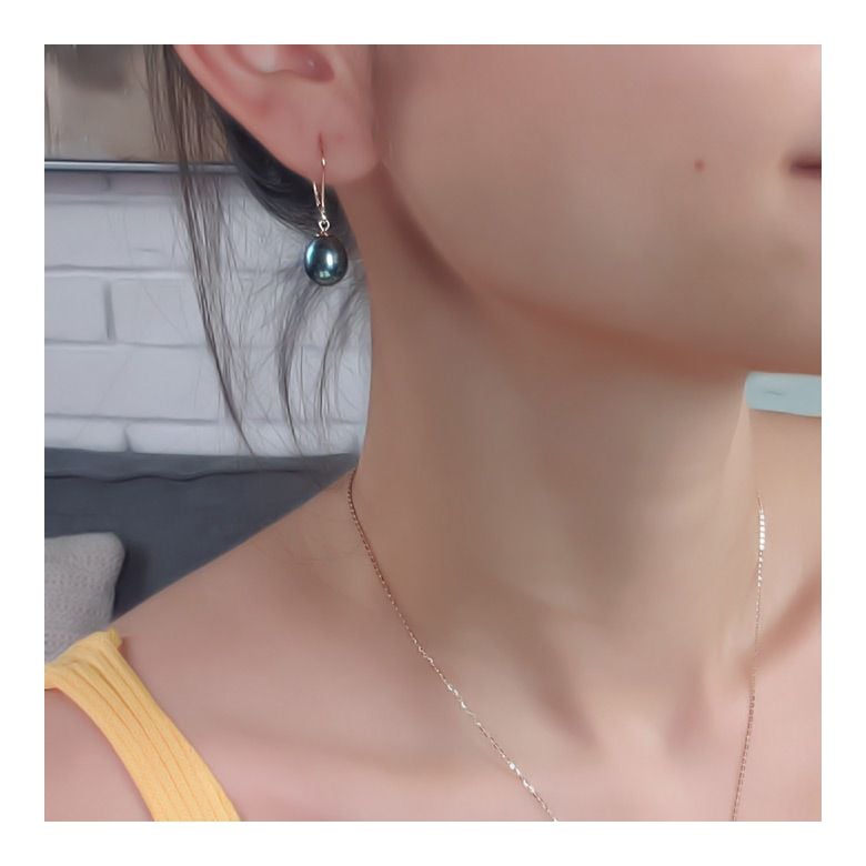 Boucles d'oreilles perles eau douce noires - 8.5/9mm - AA+ - Or jaune - 3