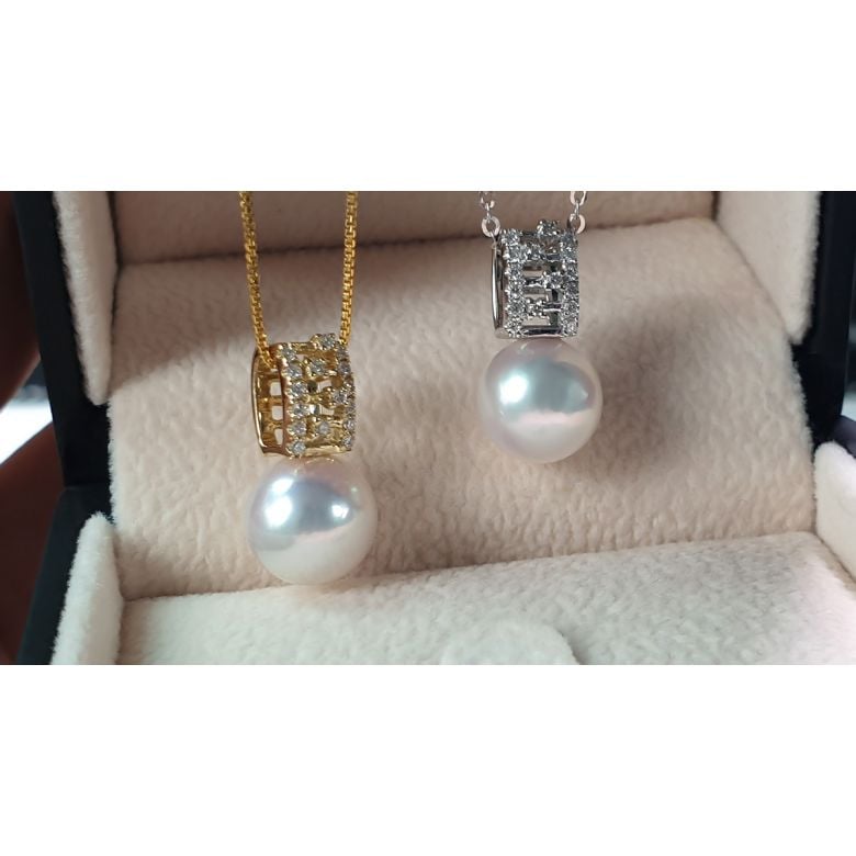 Pendentif Mikiko perle Akoya du Japon. Or blanc, diamants - 9