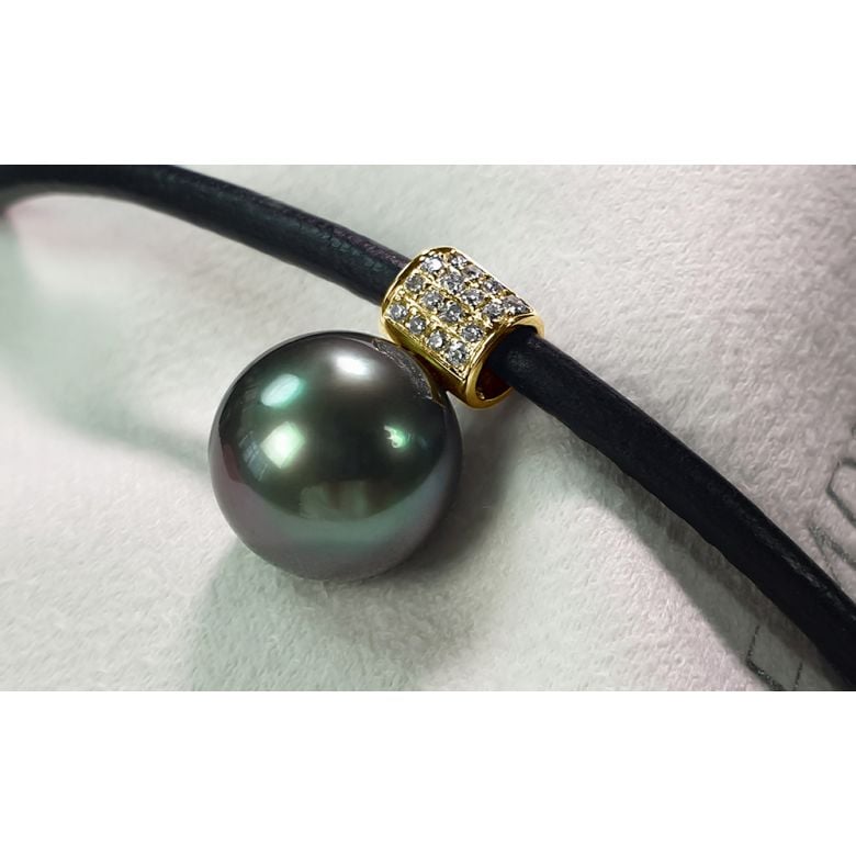 Collier Pendentif Mixe Or Jaune Diamant avec Perle de Tahiti - 3