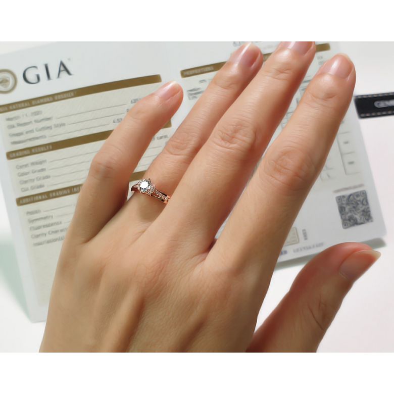 Bague Solitaire Amélia - Or Rose 0.415ct & Diamant Central 0.30ct | Gemperles - 10