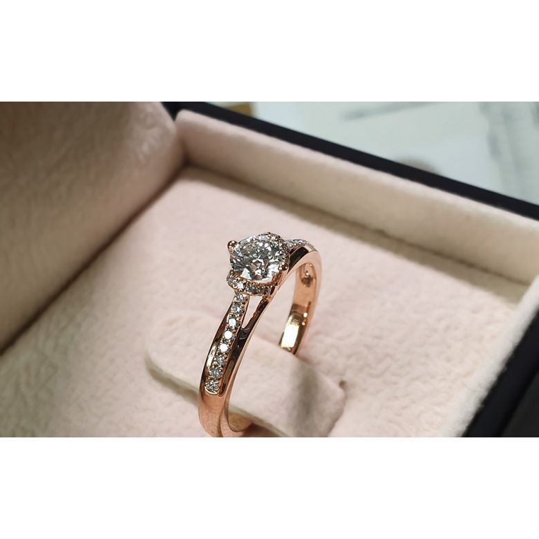Bague Solitaire Amélia - Or Rose 0.415ct & Diamant Central 0.30ct | Gemperles - 7