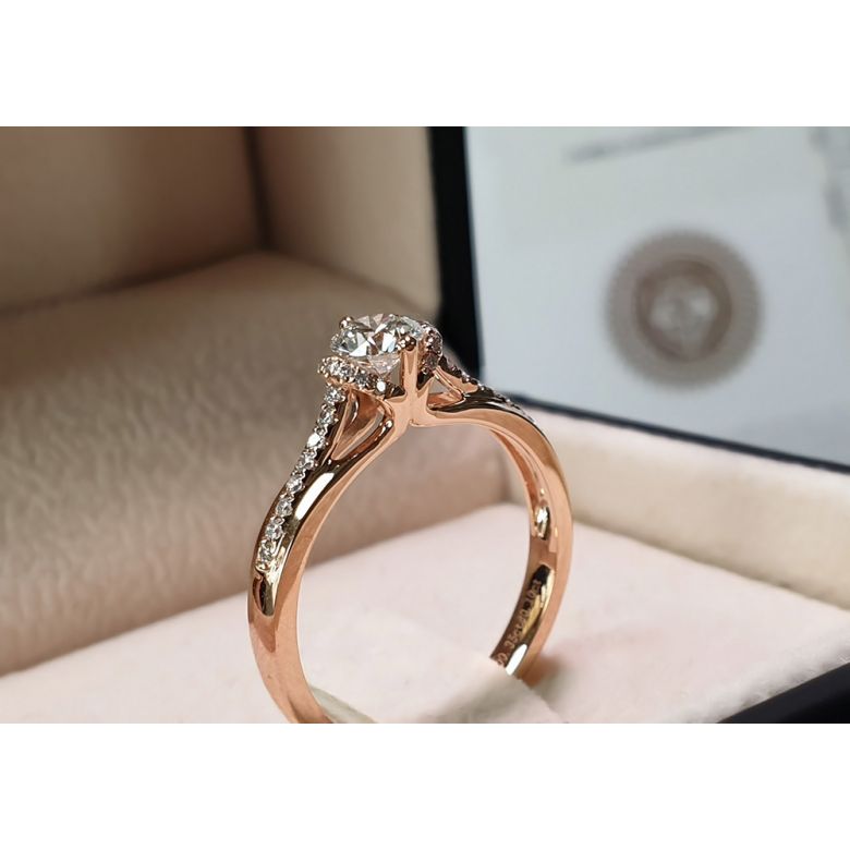 Bague Solitaire Amélia - Or Rose 0.415ct & Diamant Central 0.30ct | Gemperles - 12