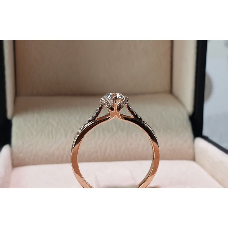 Bague Solitaire Amélia - Or Rose 0.415ct & Diamant Central 0.30ct | Gemperles - 13