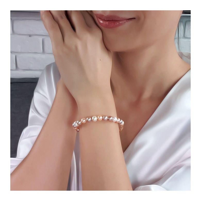 Bracelet perles de Chine - Perles multicolores d'eau douce - 6.5/7mm - 2