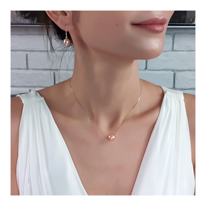 Collier pendentif perle blanche - Chaine or jaune - 5