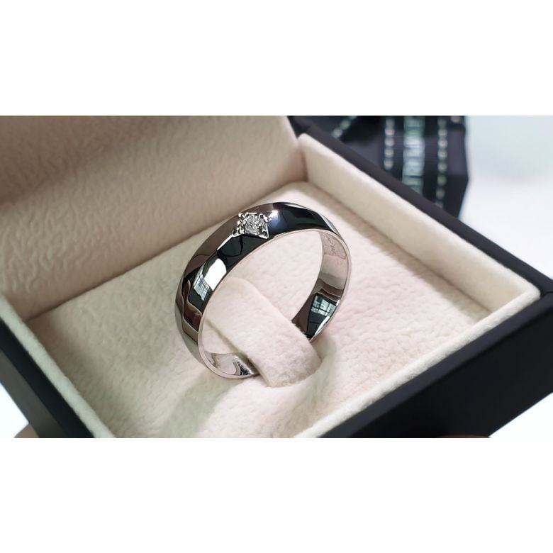 Chevalière - Bague chevalière homme en or blanc - 1 diamant central | Borgia - 4