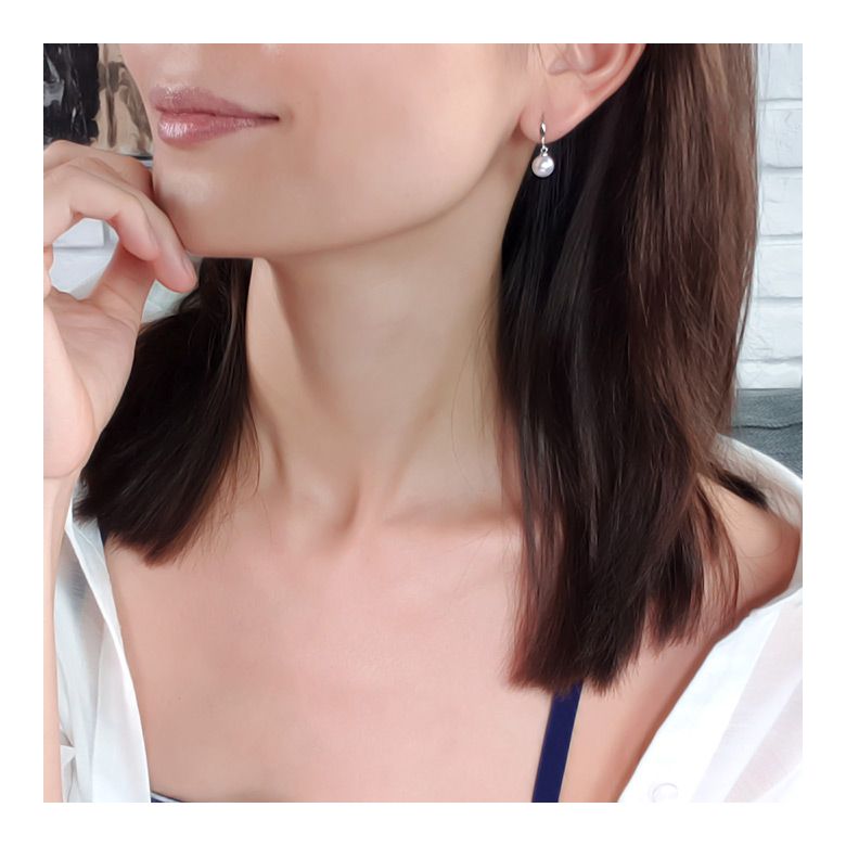 Boucles oreilles perles Akoya mer du Japon, 7/7.5mm - Or blanc 18cts - 3