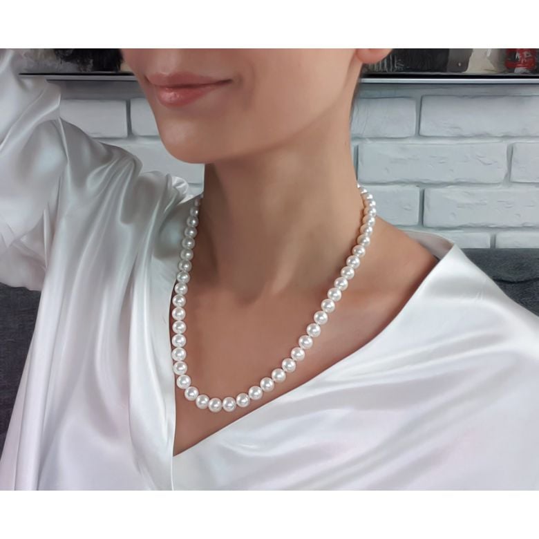 Collier perles eau douce blanches - Perles de culture - 8.5/9.5mm AAA - 2