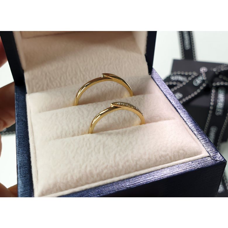 Alliance bague facettée - Alliance diamant Homme - Or jaune - 3