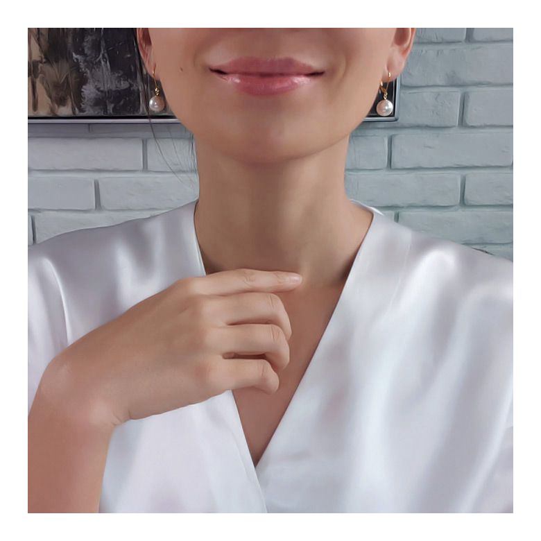 Boucles dormeuses perles eau douce blanches - AAA - Or jaune - 4