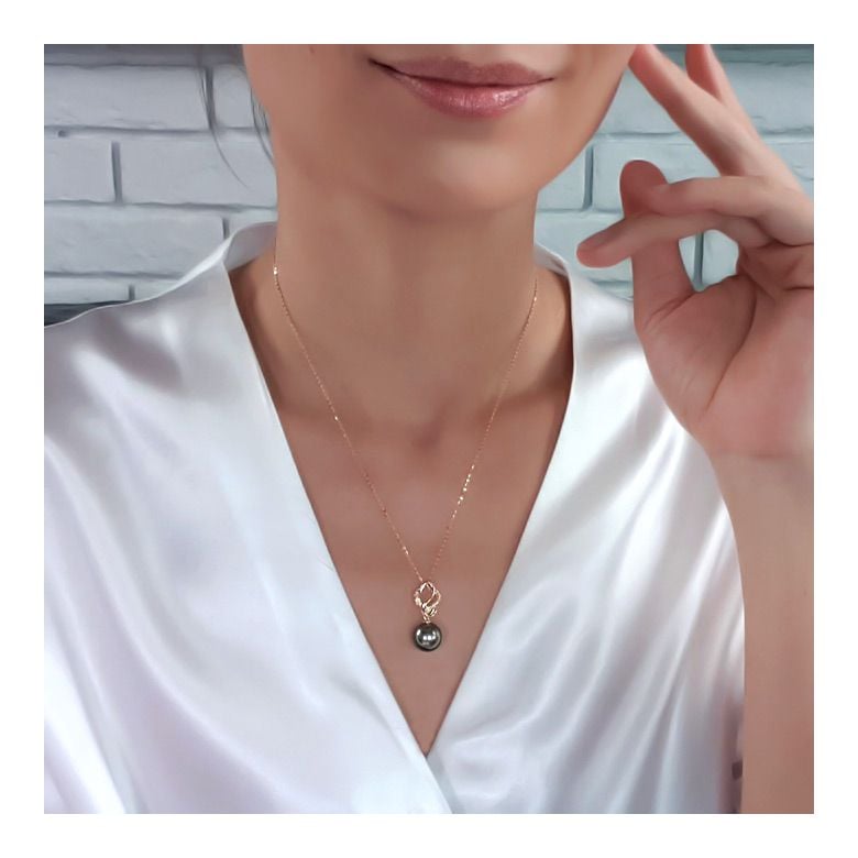 Pendentif séduction cygne - Perle de Tahiti - Or jaune, diamants - 5