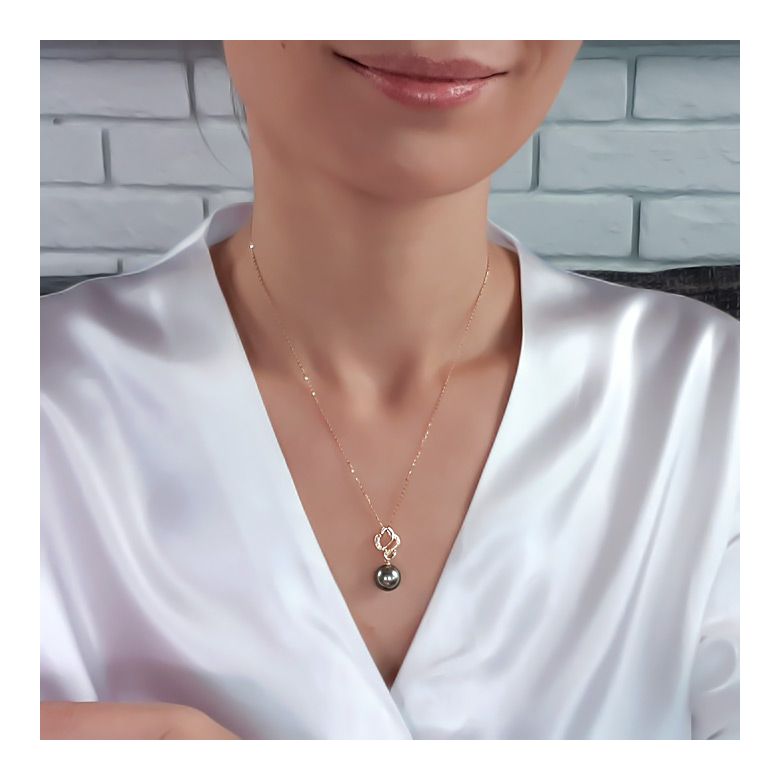 Pendentif séduction cygne - Perle de Tahiti - Or jaune, diamants - 2