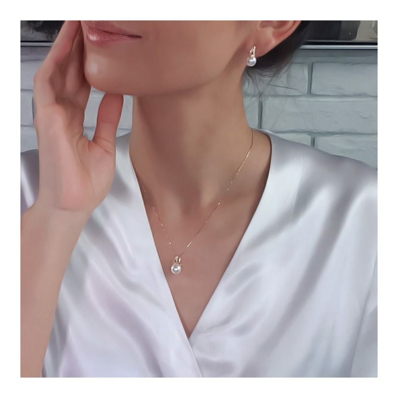 Boucles oreilles perles Japon. Pendants Michiko Or jaune, diamants. - 7