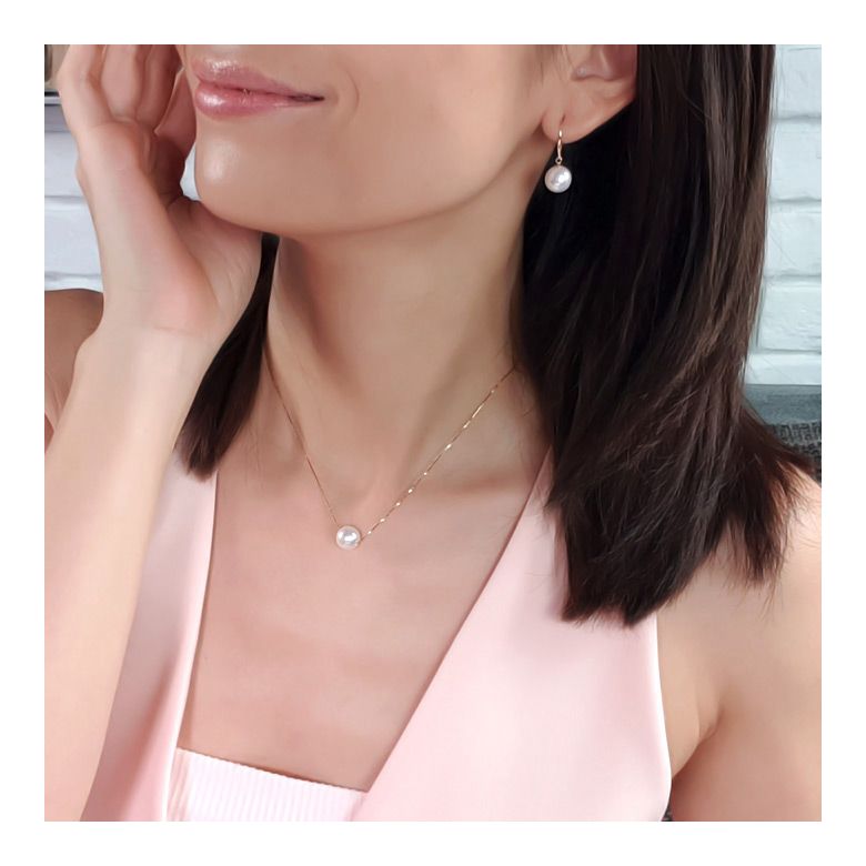 Collier pendentif perle blanche 8.5/9mm - Chaine or jaune - 2