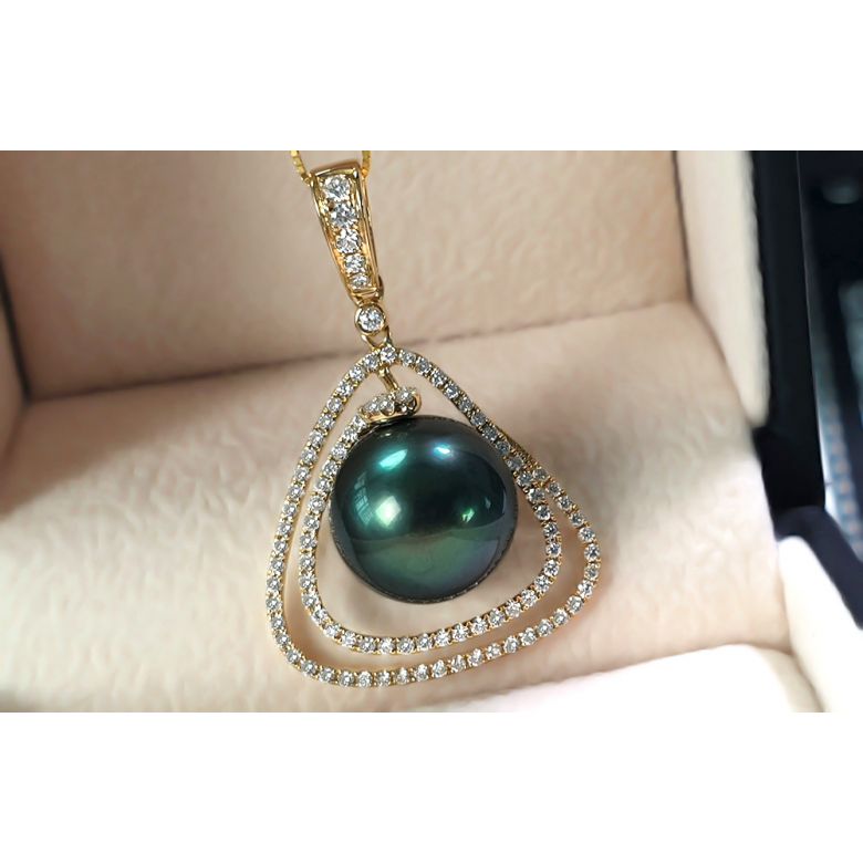 Pendentif trésor des océans - Perle de Tahiti - Or jaune, diamants - 4