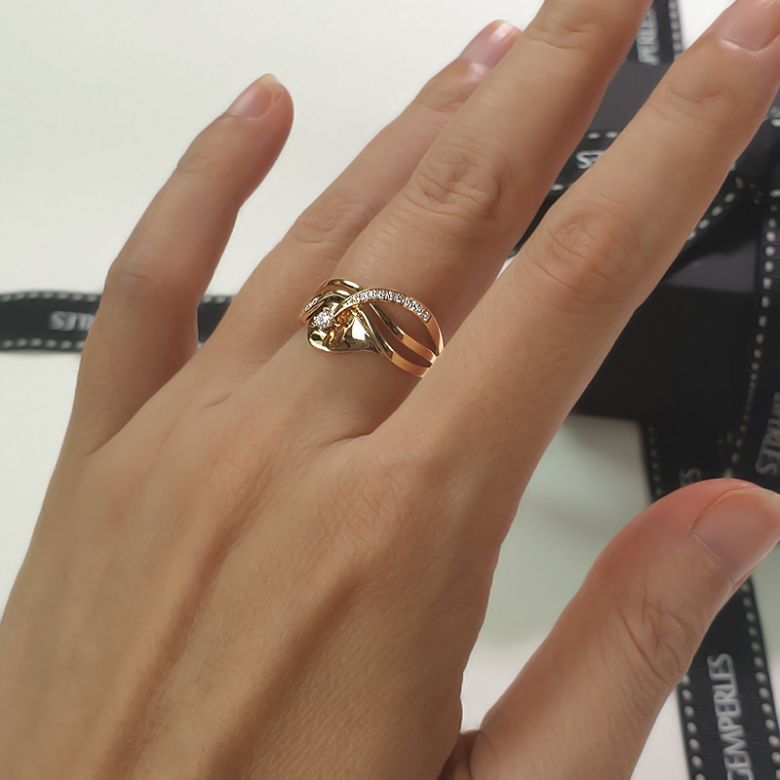 Bague or diamant - Or jaune 18 carats - Diamants 0.109ct - 6