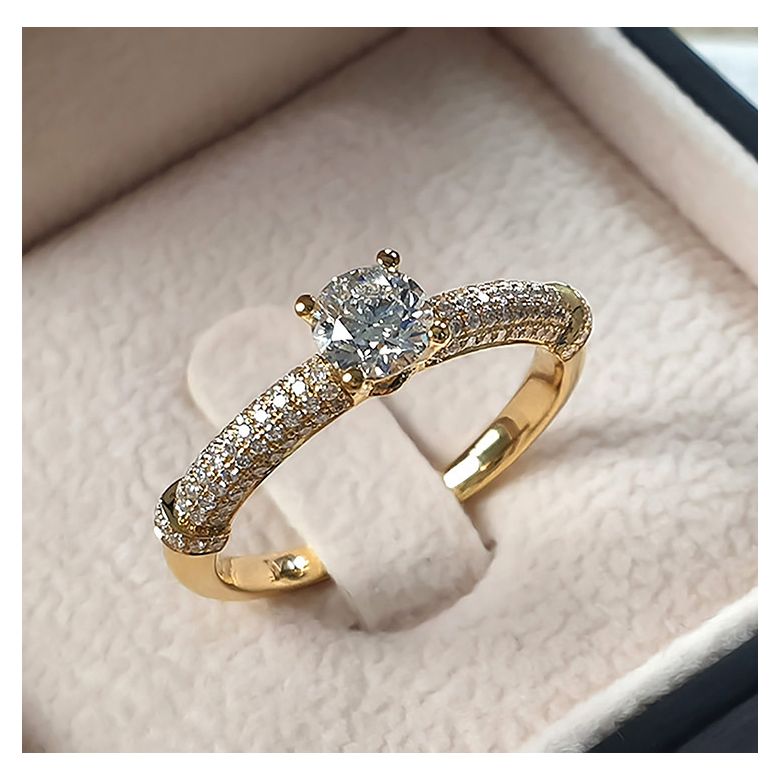 Solitaire Bambou Prestige - Bague en Or Jaune & Diamants 0.93ct | Gemperles - 8