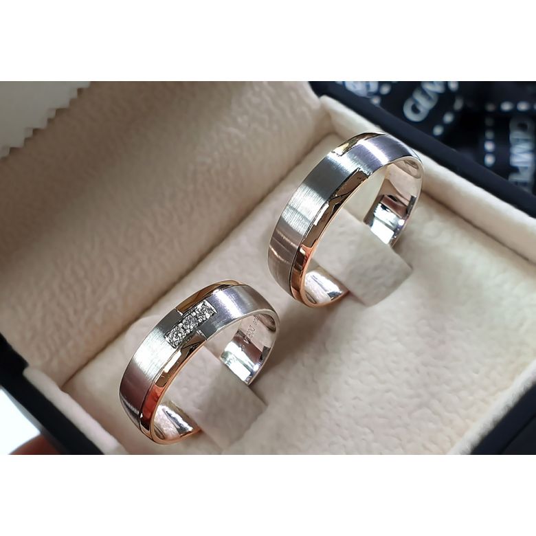 Alliances Couple. 3 Ors. Diamants 0.060ct - 7