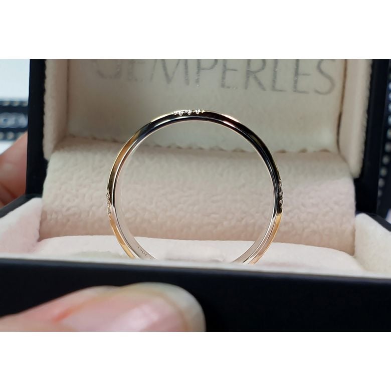 Alliance 2 ors Homme - Or blanc poli et jaune brossé - Diamants - 8