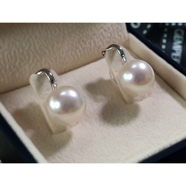 Boucle d oreille clip - Boucle oreille clip or blanc perle - 11