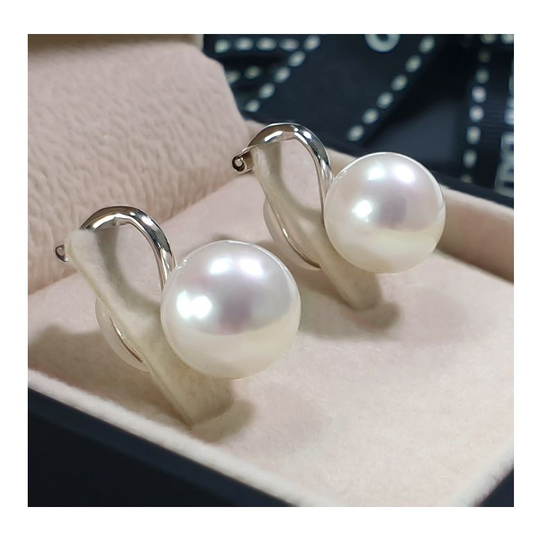 Boucle d oreille clip - Boucle oreille clip or blanc perle - 12