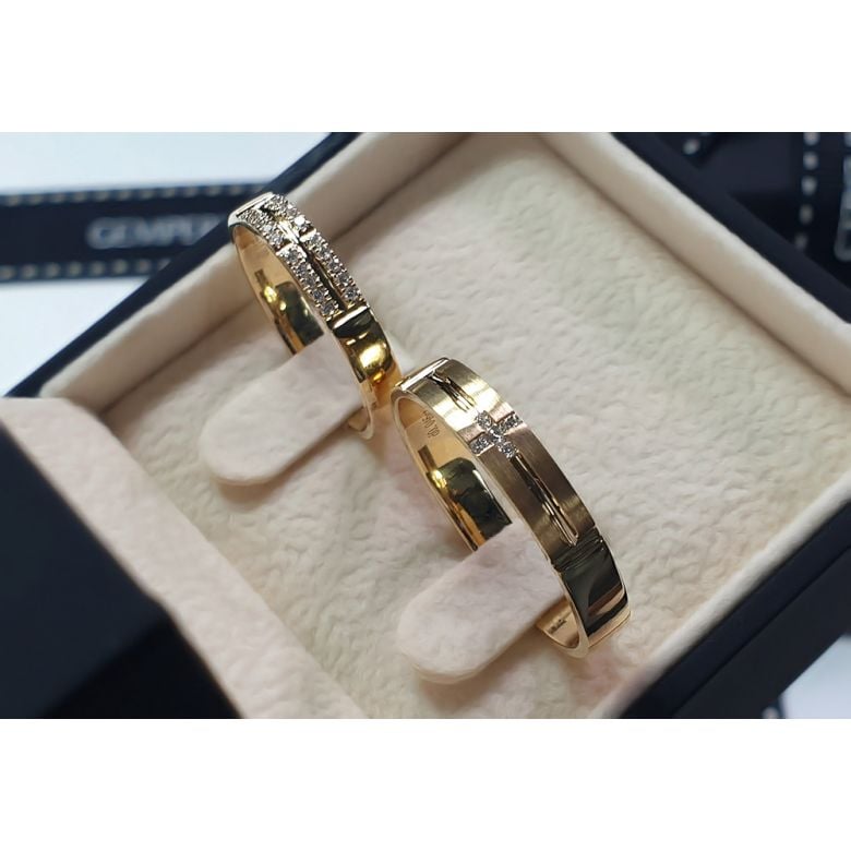 Alliances Couple - Or Jaune - Diamants - 6