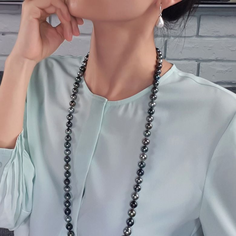 Collier Moana - Sautoir perles de Tahiti baroques multicolores - 5