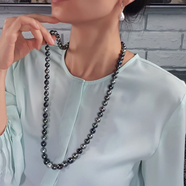 Collier Moana - Sautoir perles de Tahiti baroques multicolores - 7