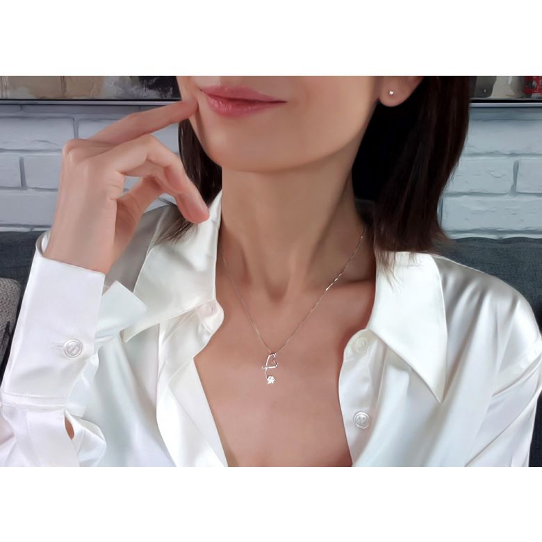 Pendentif coeur en papillon - Or blanc et diamants 0.15ct - 3