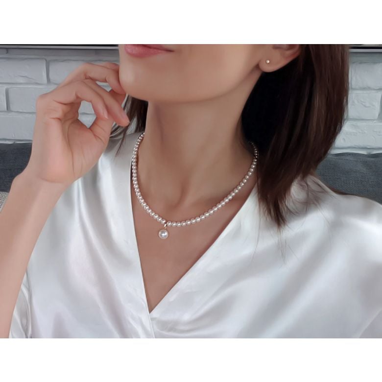 Collier Pendentif Opéra I Perles blanches Mariage - 3