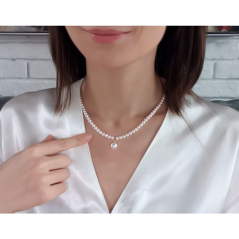 Collier Pendentif Opéra I Perles blanches Mariage - 5