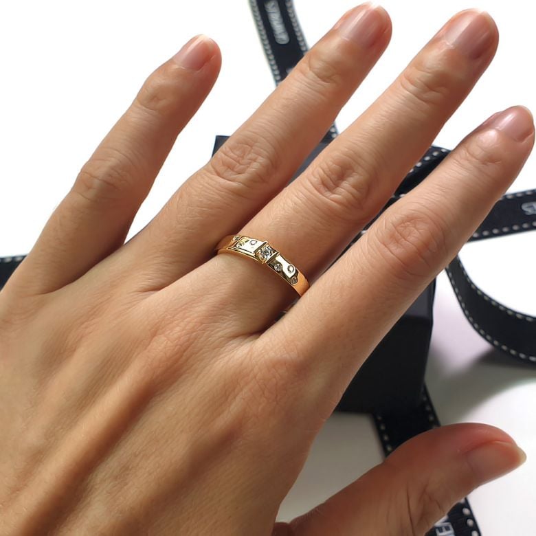 Bague alliance constellation diamantée - En or jaune 18cts - Femme | Yasmina - 2