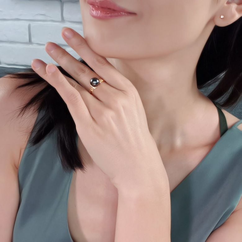 Bague Mont du Lotus - Perle de Tahiti - Or jaune, diamants - 10