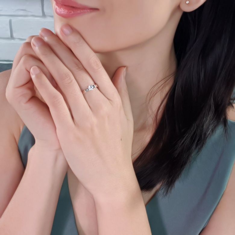 Bague solitaire or blanc - Diamant 0.30ct - 6