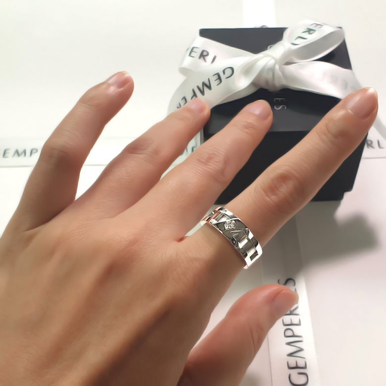 Bague or homme esthétique - Diamant clos - Or blanc 750/1000 - 3
