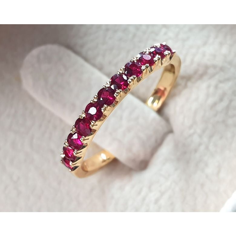 Bague rubis demi tour or jaune - Anneau type alliance - 4