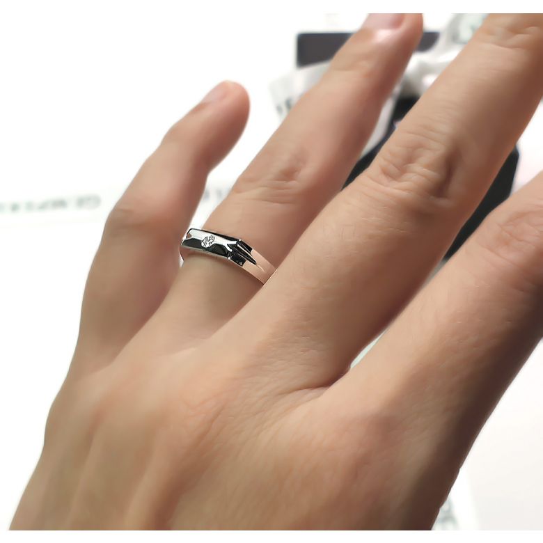 Alliance Homme. Or blanc. Diamant 0.045ct - 4