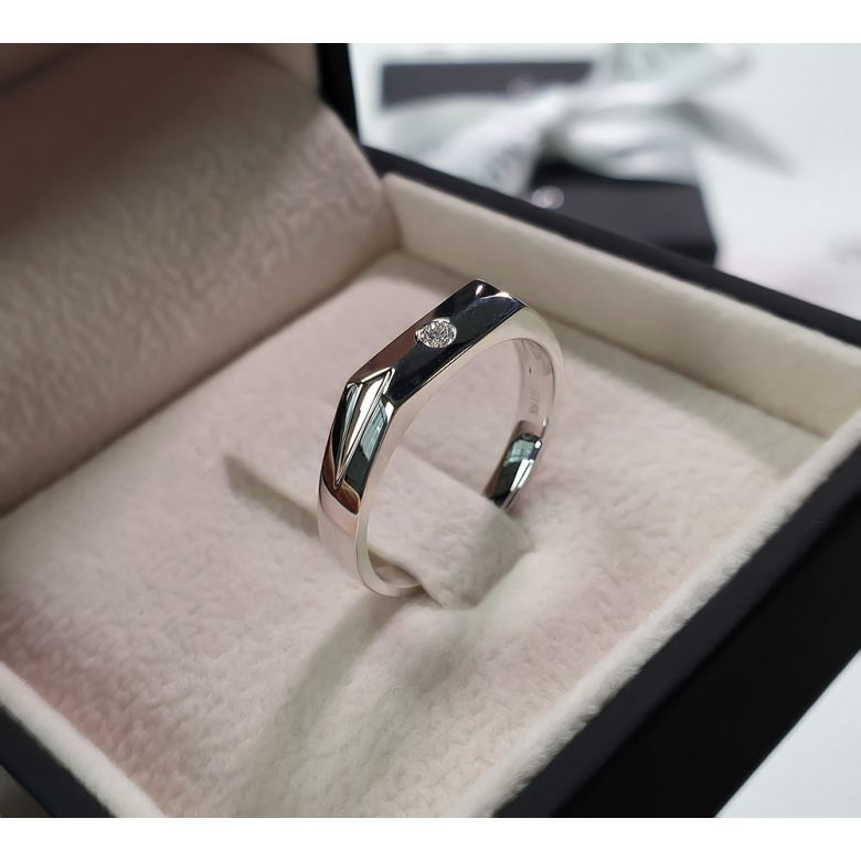 Alliance Homme. Platine. Diamant 0.045ct - 4