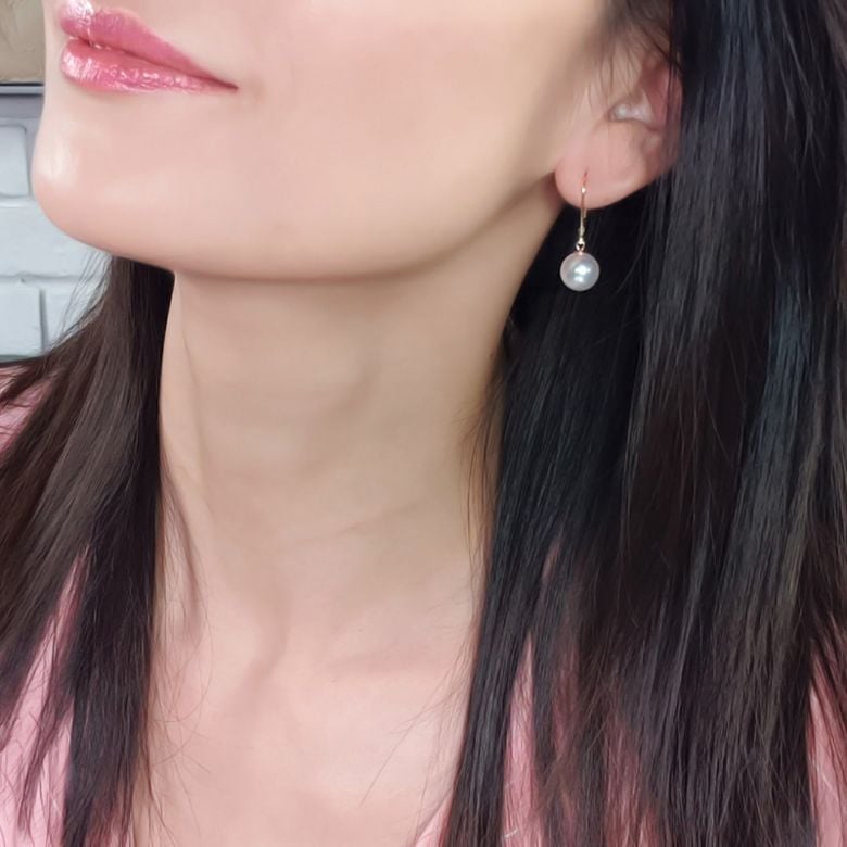 Dormeuses or blanc - Boucle oreille perle blanche de culture - AAA - 6