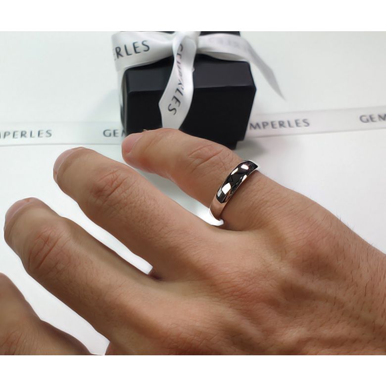 Alliance Homme. Diamant 0.007ct. Platine - 4