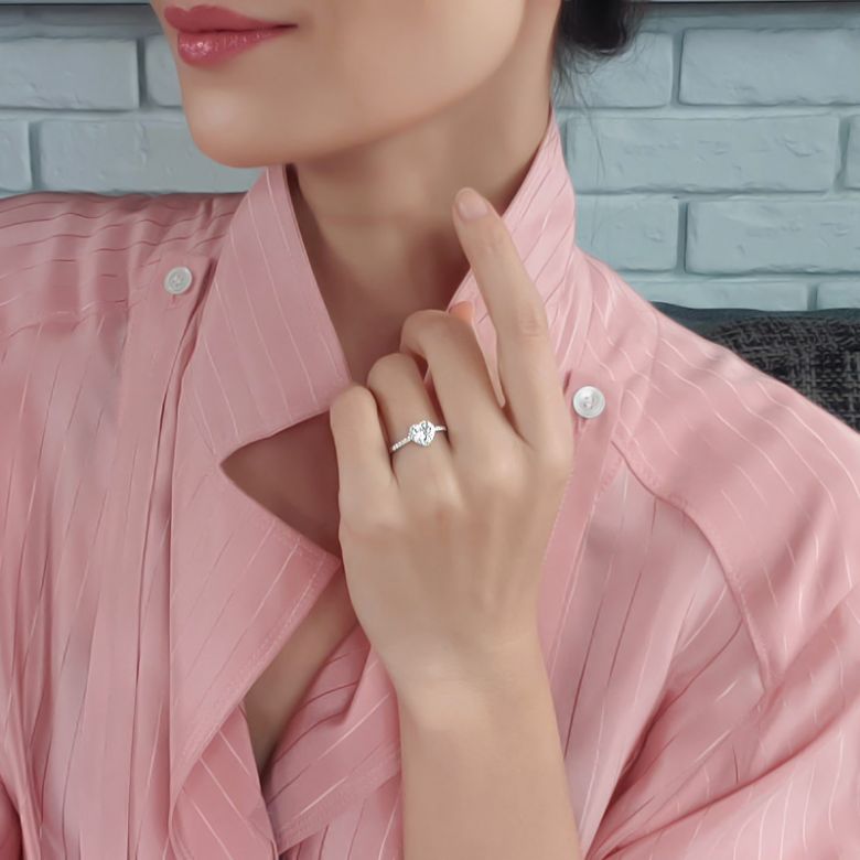 Bague Cœur Solitaire Love etc - Or Blanc 18 Carats - Diamants | Gemperles - 5