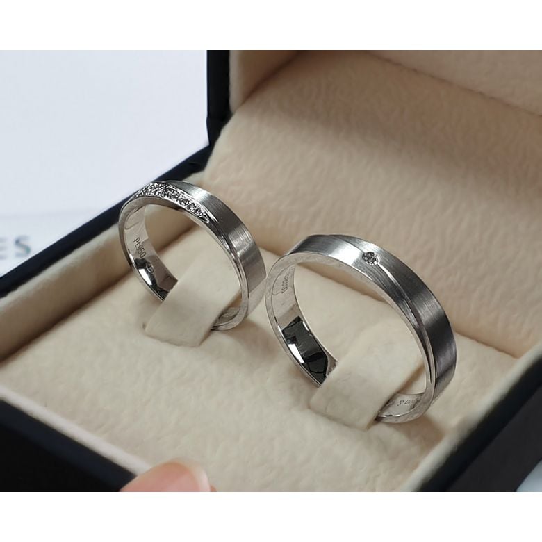 Alliances Duo Sillage Amoureux Platine et Diamants | Gemperles - 2