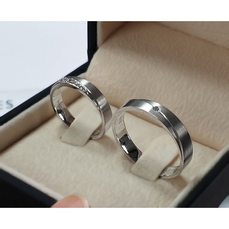Alliance Sillage Amoureux Homme - Platine, Diamants | Gemperles - 2