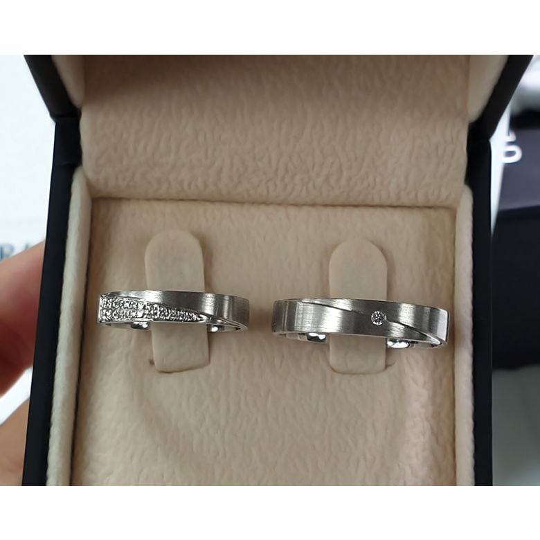Alliances Duo Sillage Amoureux Platine et Diamants | Gemperles - 3