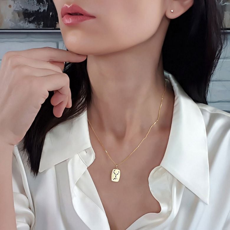 Pendentif or jaune signe de la vierge - constellation zodiaque - 3