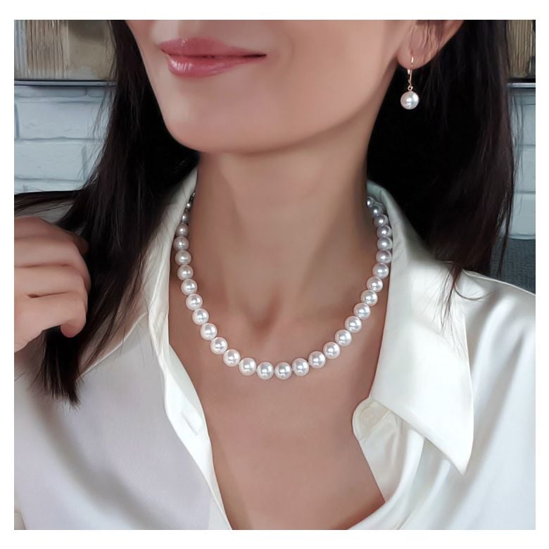 Collier grosse perle - Collier mariage perle blanche - 9.5/10.5mm - 2