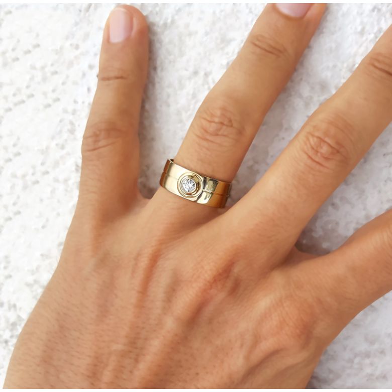 Bague homme chevalière - 8mm or jaune 18cts - Diamant | Octave - 2