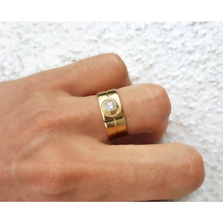 Bague homme chevalière - 8mm or jaune 18cts - Diamant | Octave - 3