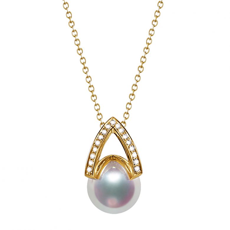 Pendentif perle Akoya Japon. Diamant, Or jaune I Masako - 1