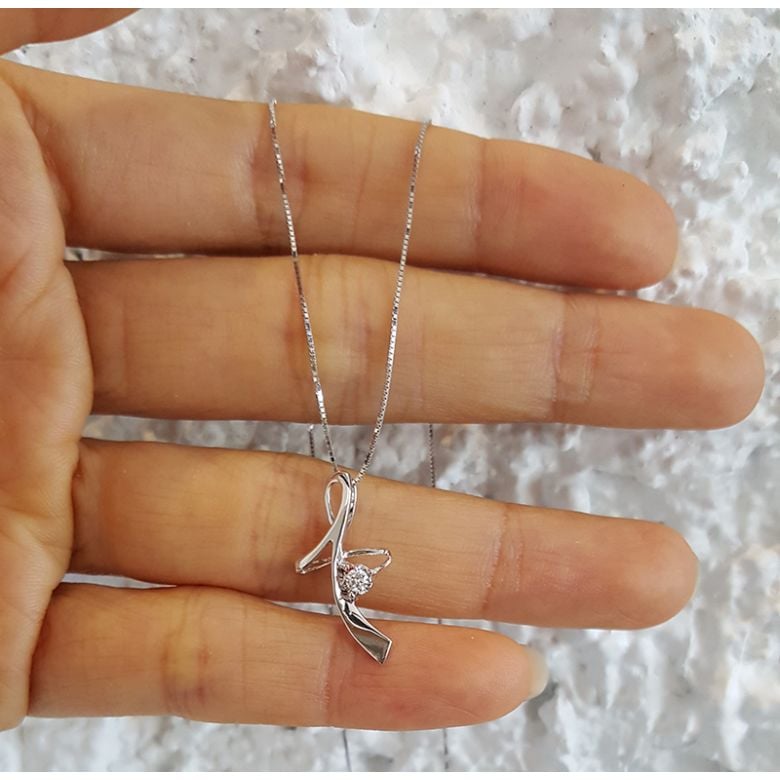 Pendentif diamant Signature - En or blanc 18 carats - 4